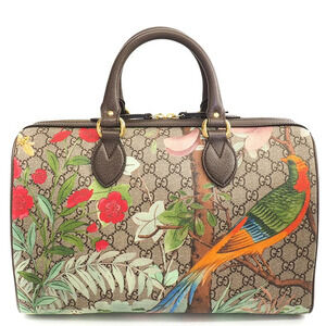 Gucci Boston Bag GG Floral Flower Flower Bird Handbag Supreme Tian Red Green